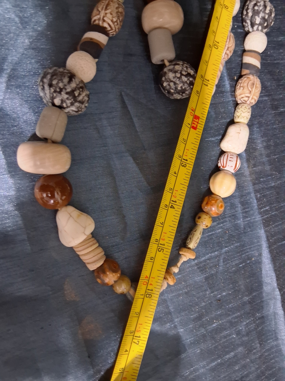 Vintage Rare Handmade Multicolor Stone & Wood Bead Necklace - Neutral Tones - Picture 13 of 16